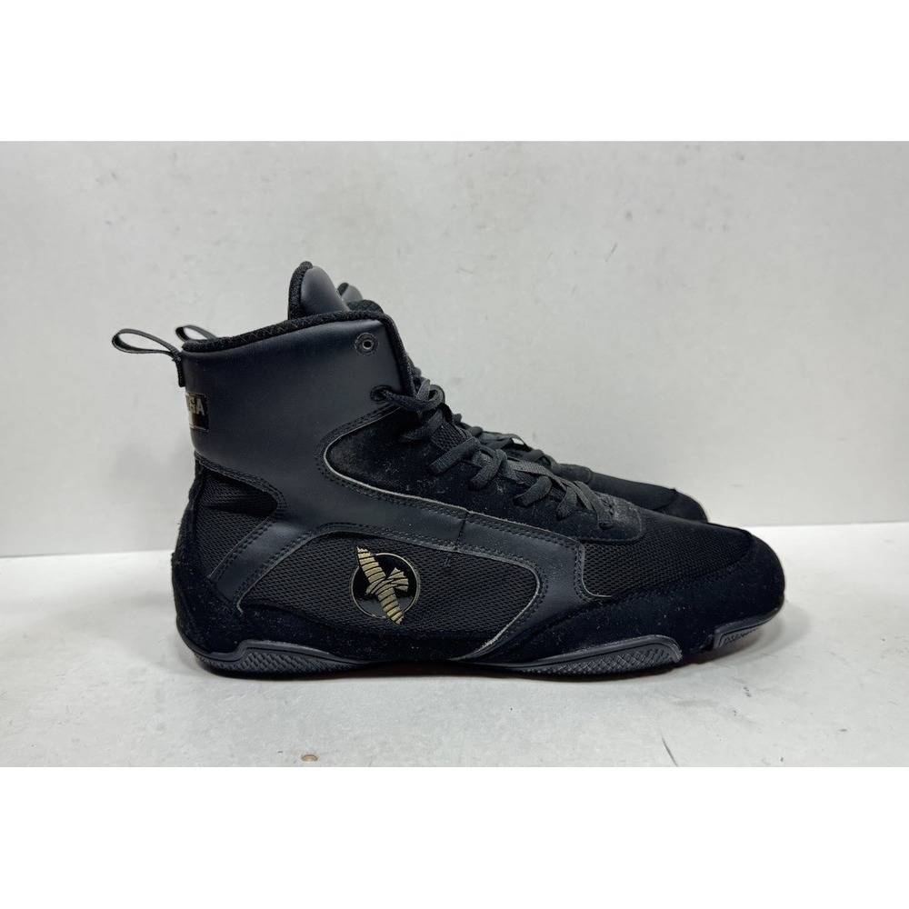 Hayabusa Pro Boxing High Top Shoes Men's Size 10 Black Gold Wrestling
